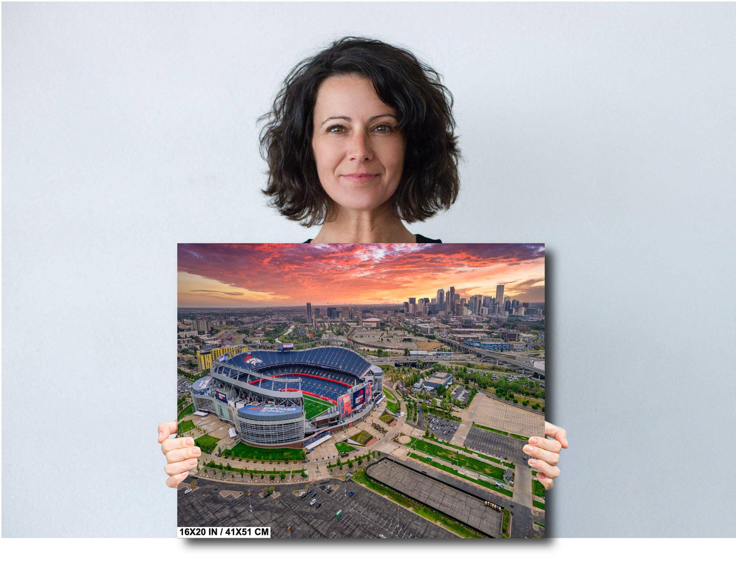 Denver Skyline Photo - Broncos Stadium Art | Mile High Stadium Print Canvas