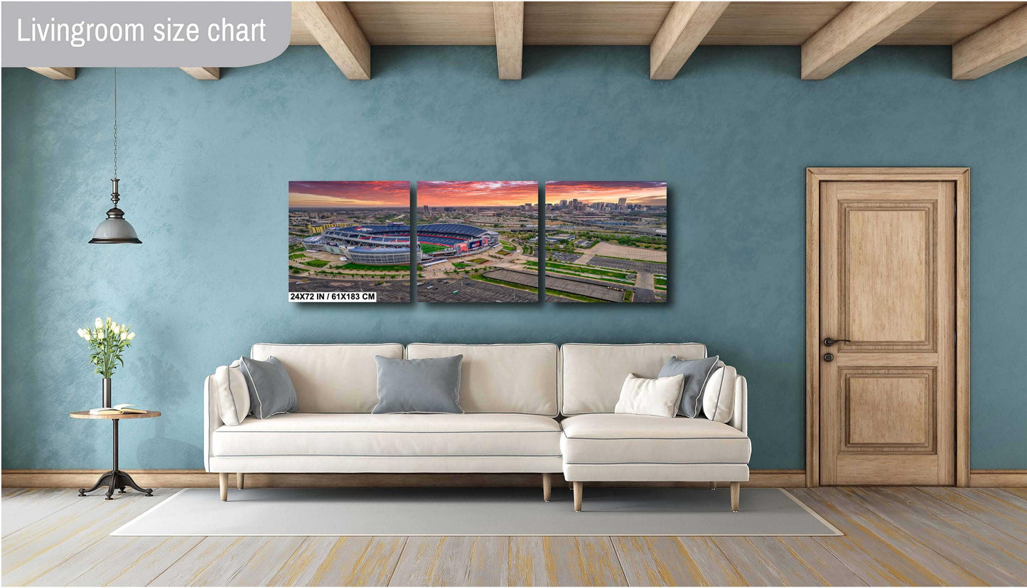 Denver Skyline Photo - Broncos Stadium Art | Mile High Stadium Print Canvas
