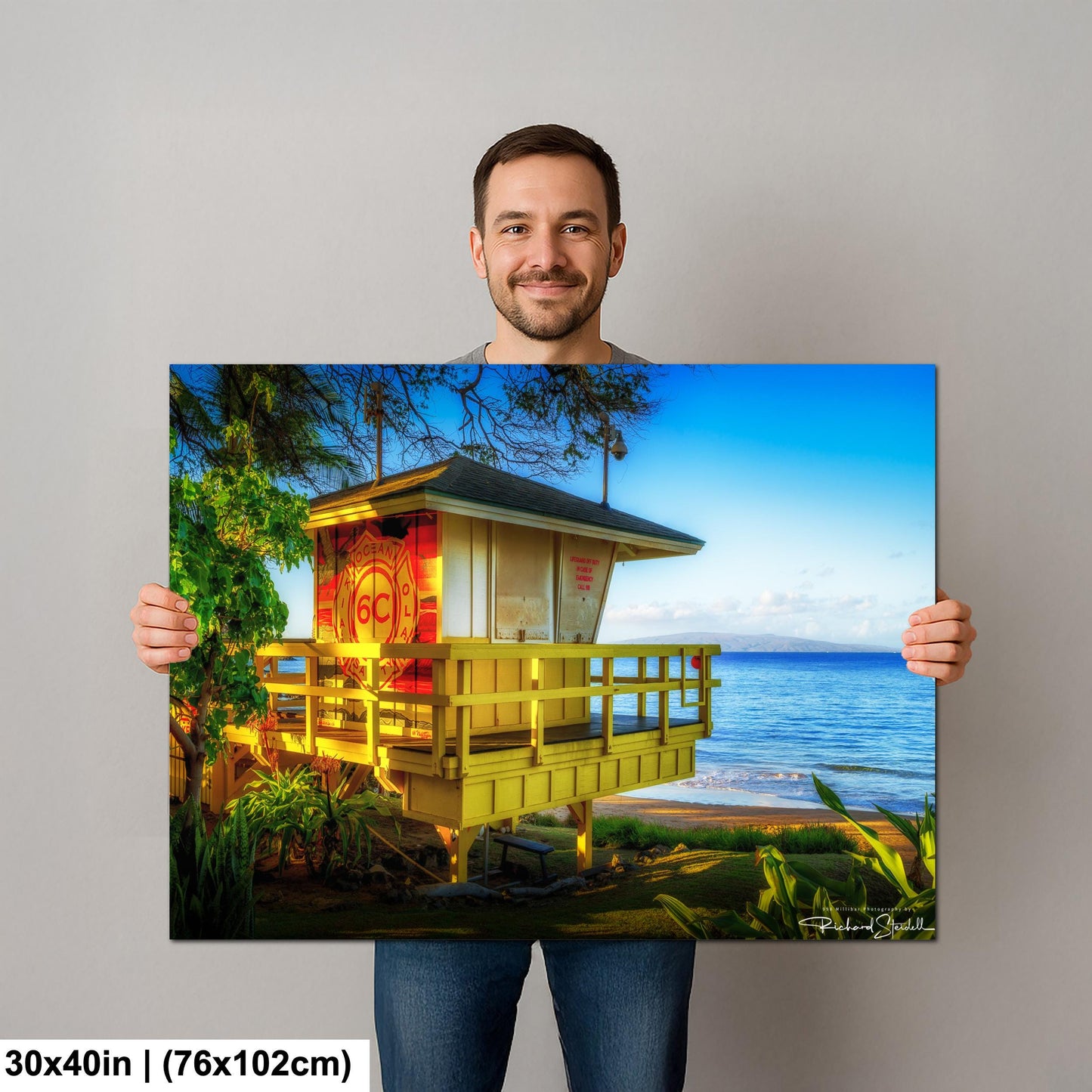 Maui Lifeguard Post Wall Art - Tropical Coastal Print | Ready to Hang Canvas