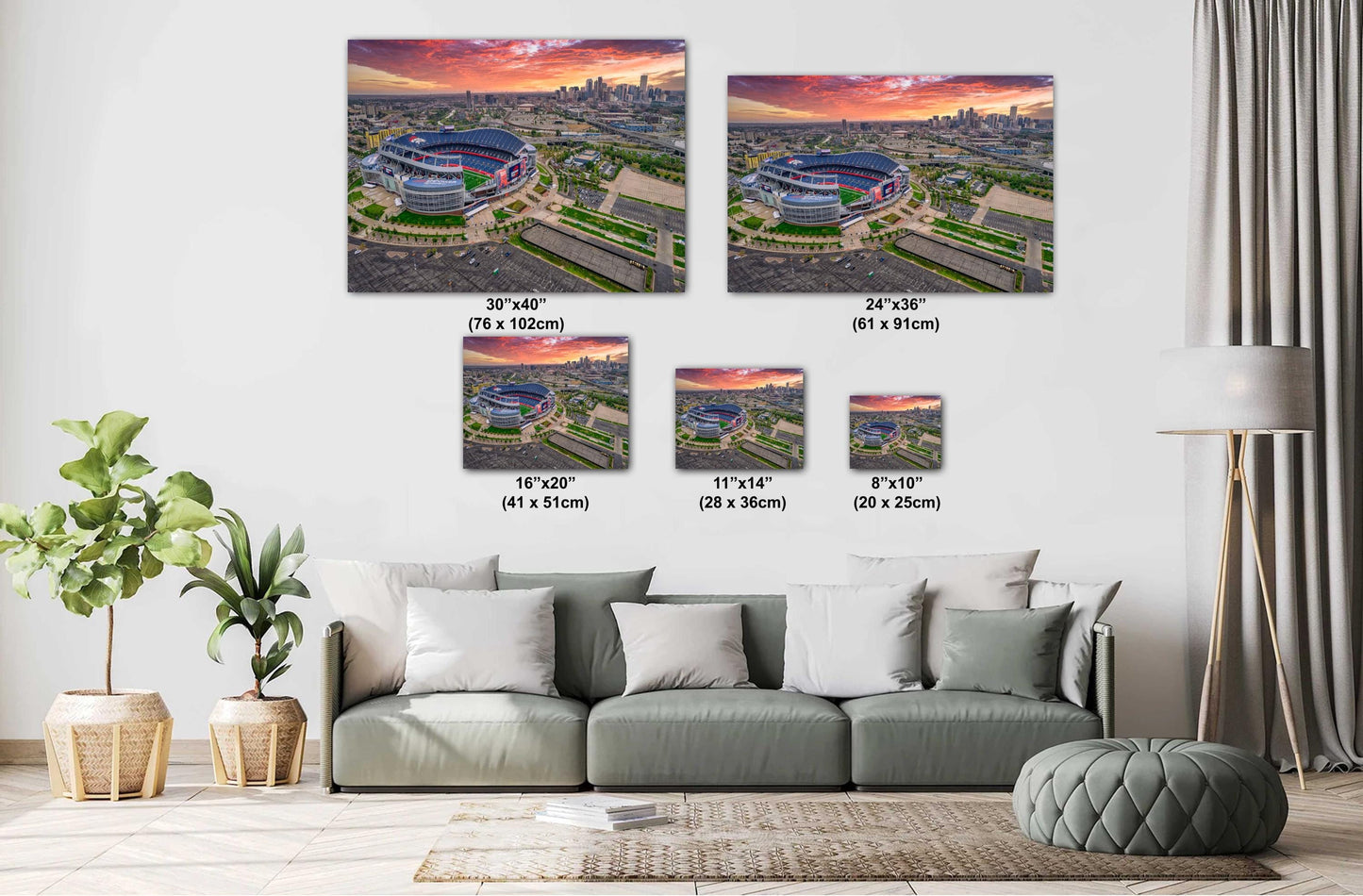 Denver Skyline Photo - Broncos Stadium Art | Mile High Stadium Print Canvas