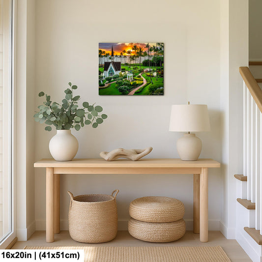 Wailea Chapel Maui Print - Tropical Sunset Art | Ready to Hang Canvas