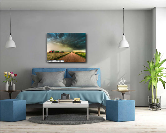 Tractor Wall Art - Dramatic Farm Landscape Print | Rustic Country Decor