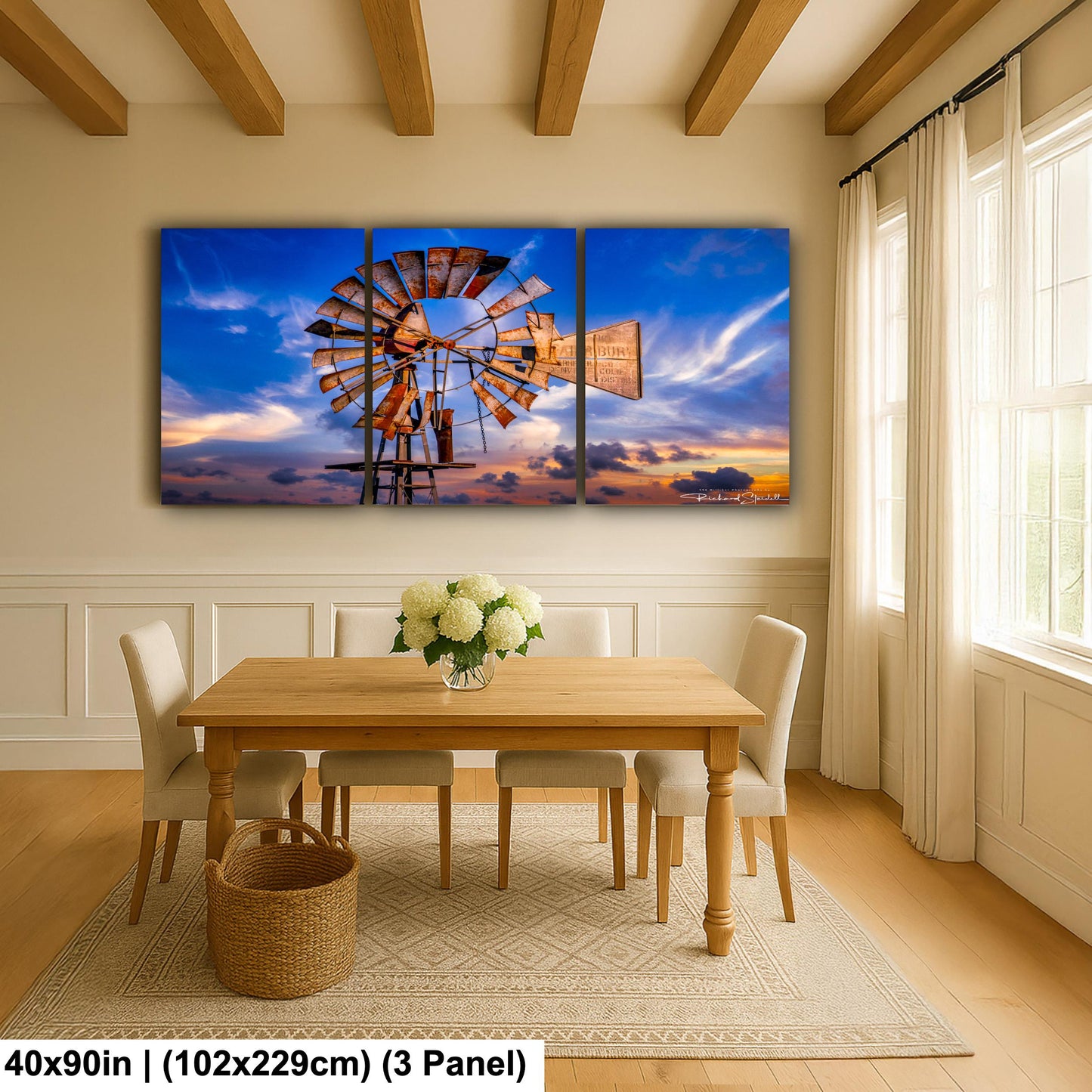 Rustic Windmill Wall Art, Farm Landscape Photography (Canvas, Metal or Print)