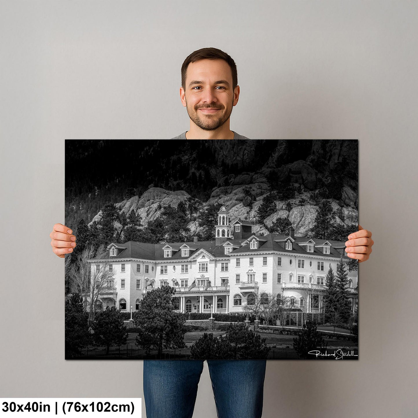 Stanley Hotel Art Print - Iconic Estes Park Wall Art | Black & White Rocky Mountains