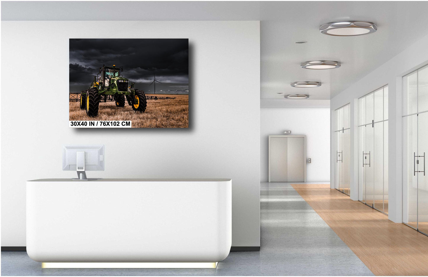 John Deere Tractor Wall Art - Dramatic Farm Landscape Print | Rustic Country Decor