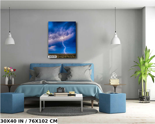 Thunderstorm Photography Print – Storm Clouds Photo Over Great Plains Decor