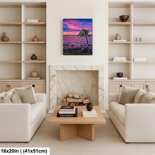Maui Sunset Wall Art - Tropical Palm Tree Landscape