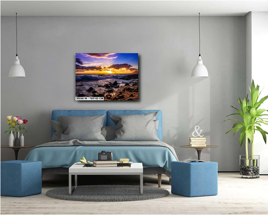 Maui Sunset Wall Art Print, Tropical Beach Landscape Décor for Living Room & Bedroom