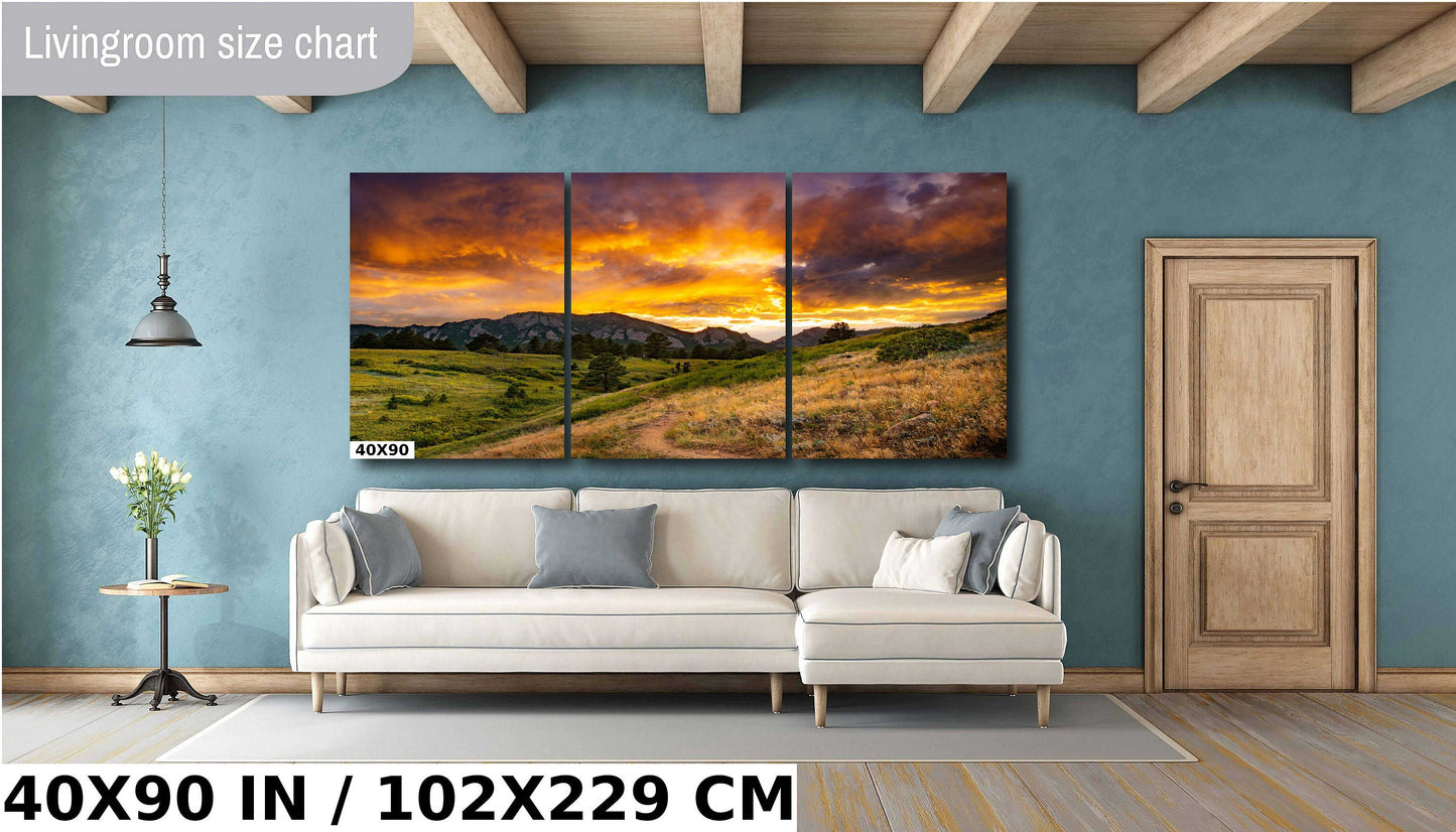 Boulder Flatirons Sunset | Mountain Wall Art - Vibrant Colorado Landscape Print
