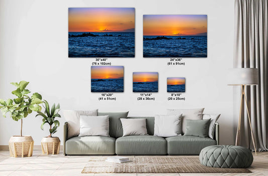 Maui Sunset Photo Print - Tropical Ocean Landscape | Hawaii Beach Wall Decor
