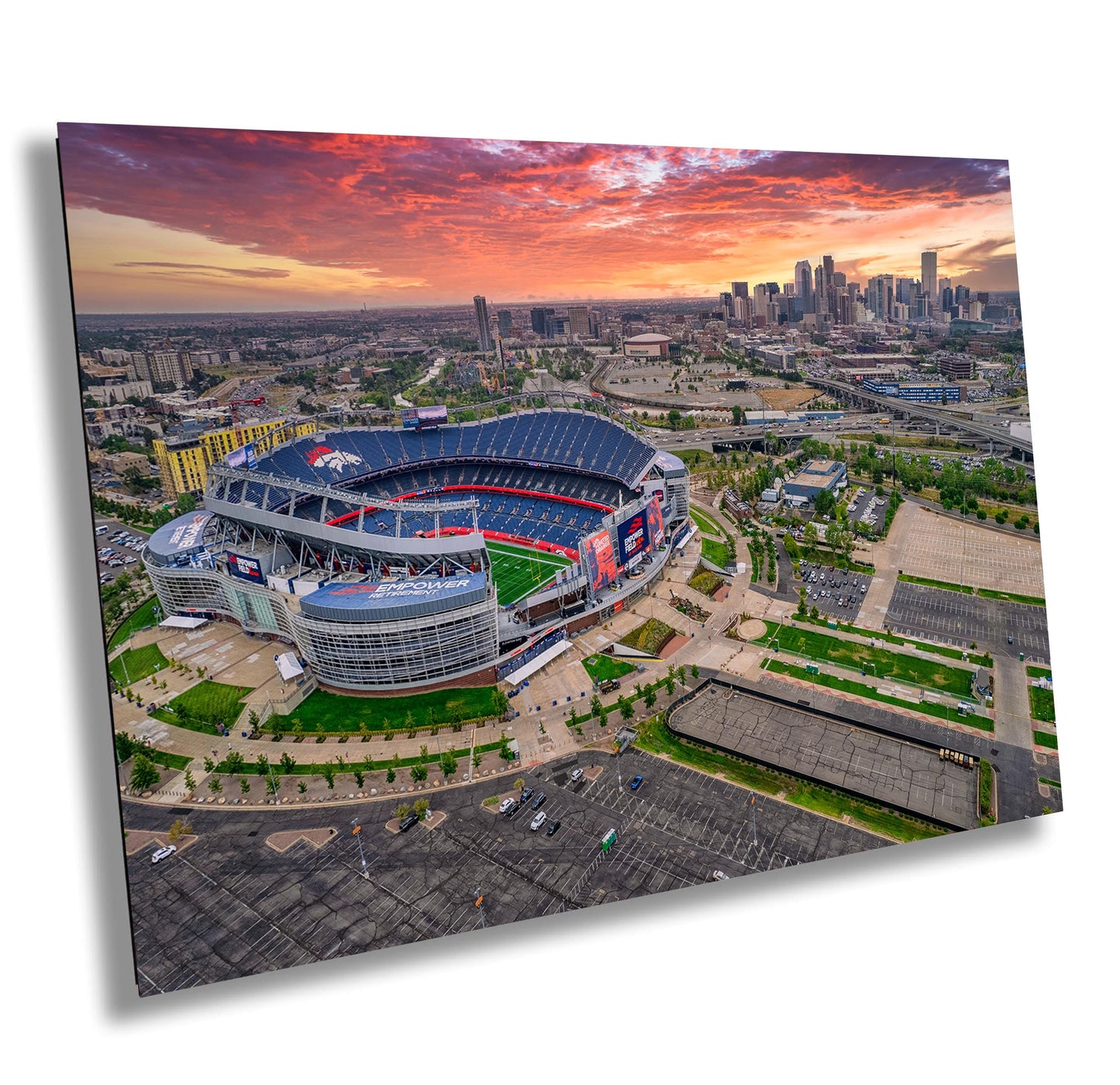 Denver Skyline Photo - Broncos Stadium Art | Mile High Stadium Print Canvas