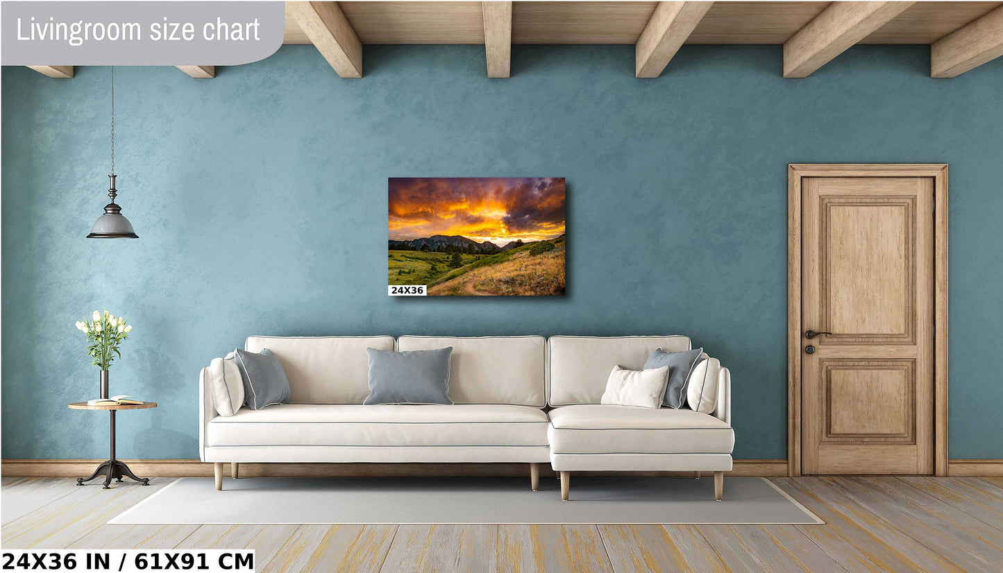 Boulder Flatirons Sunset | Mountain Wall Art - Vibrant Colorado Landscape Print
