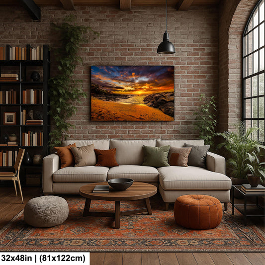 Sunset Wall Art - Maui Beach Print | Tropical Palm Artwork on Ready to Hang Canvas