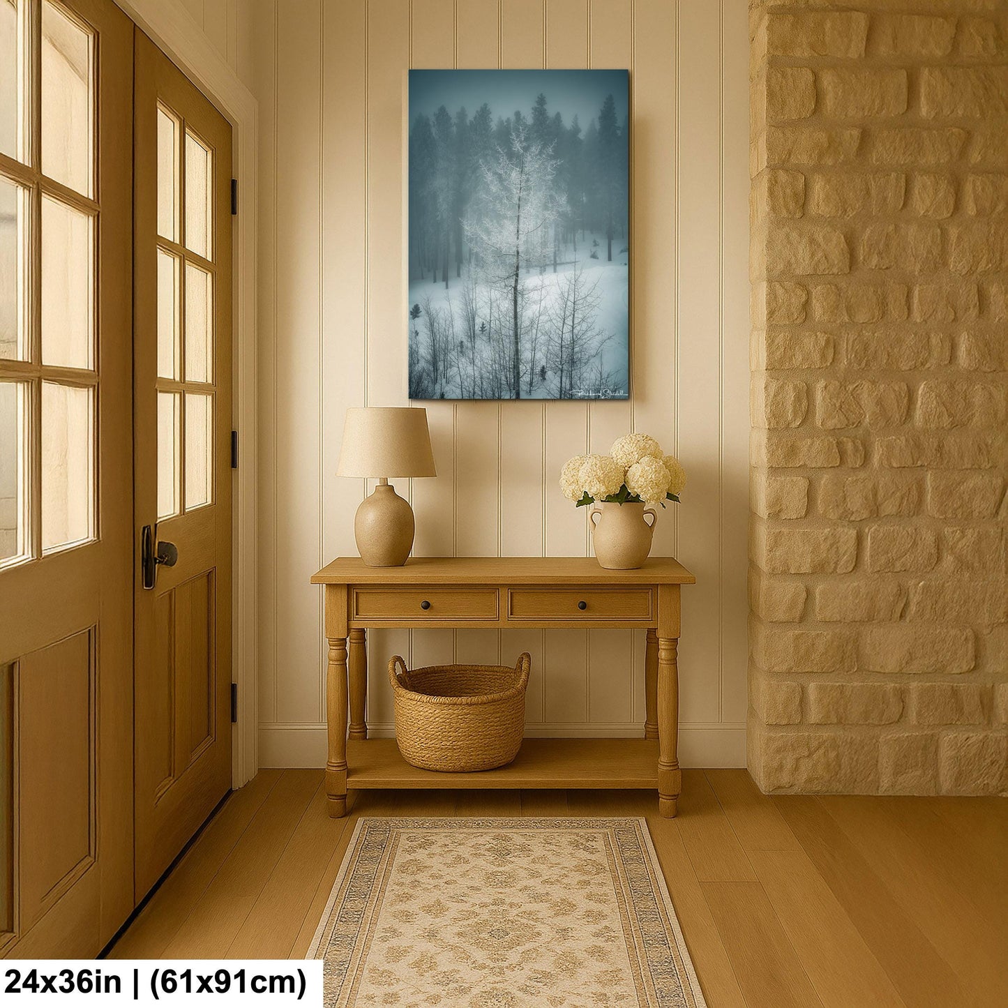 Winter Landscape Wall Art - Snowy Aspen Trees, Cozy Feel