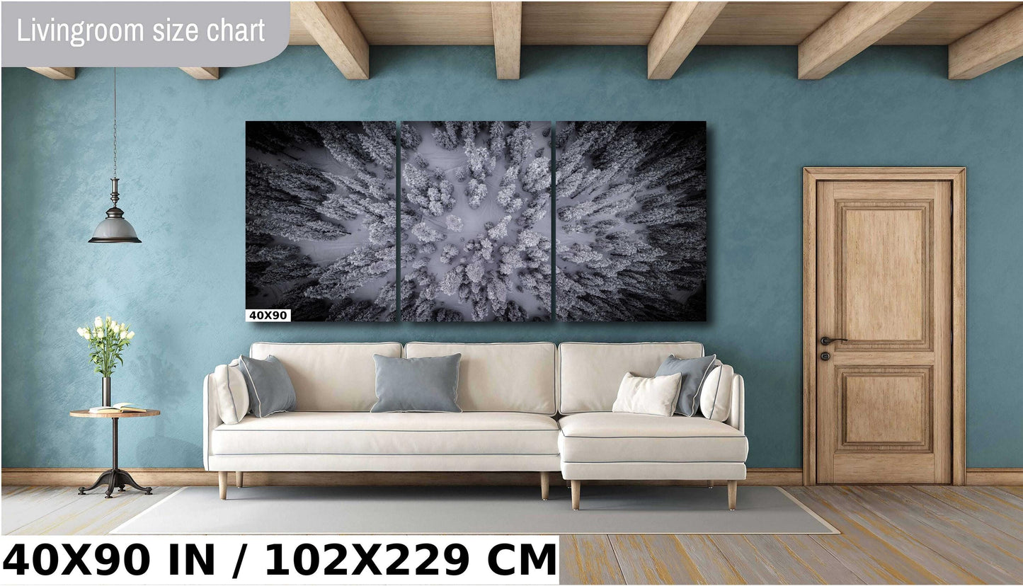 Winter Landscape Wall Art - Snowy Forest Print | Mountain Wall Decor Canvas
