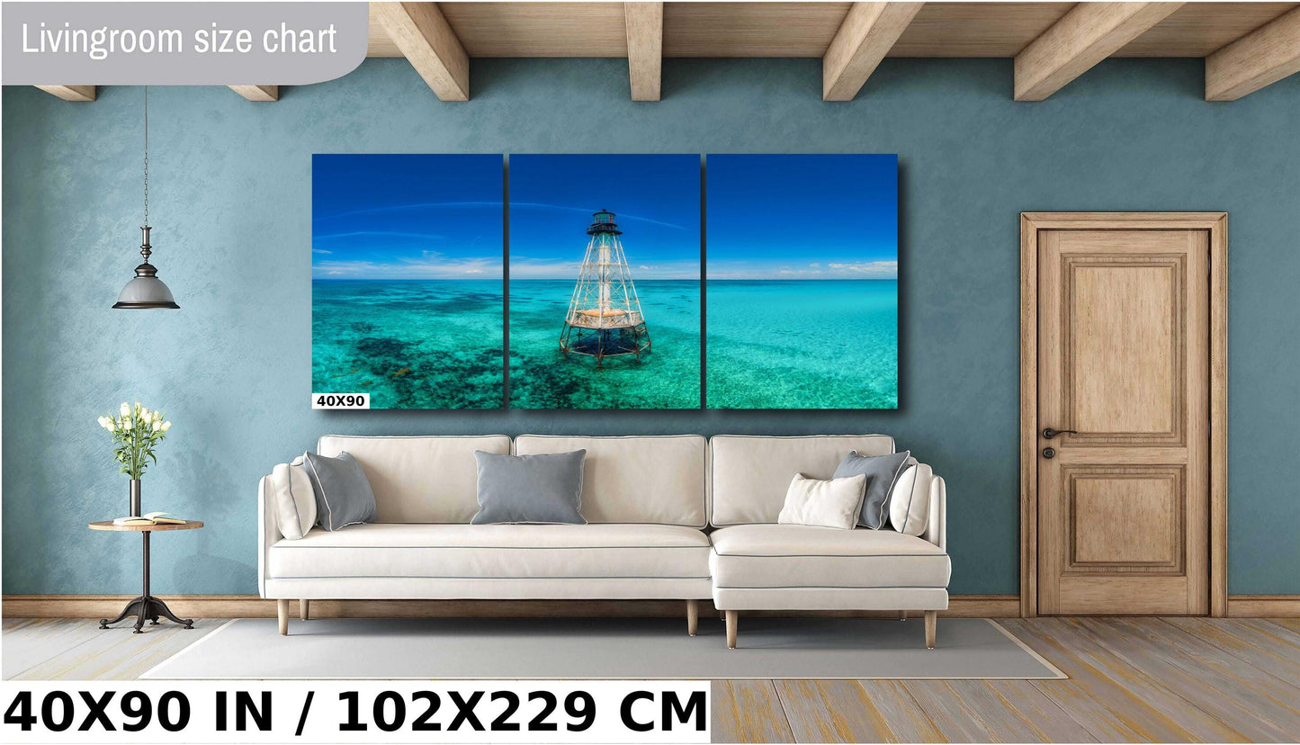 Alligator Reef Lighthouse Wall Art - Coastal Canvas Print | Nautical Home Decor