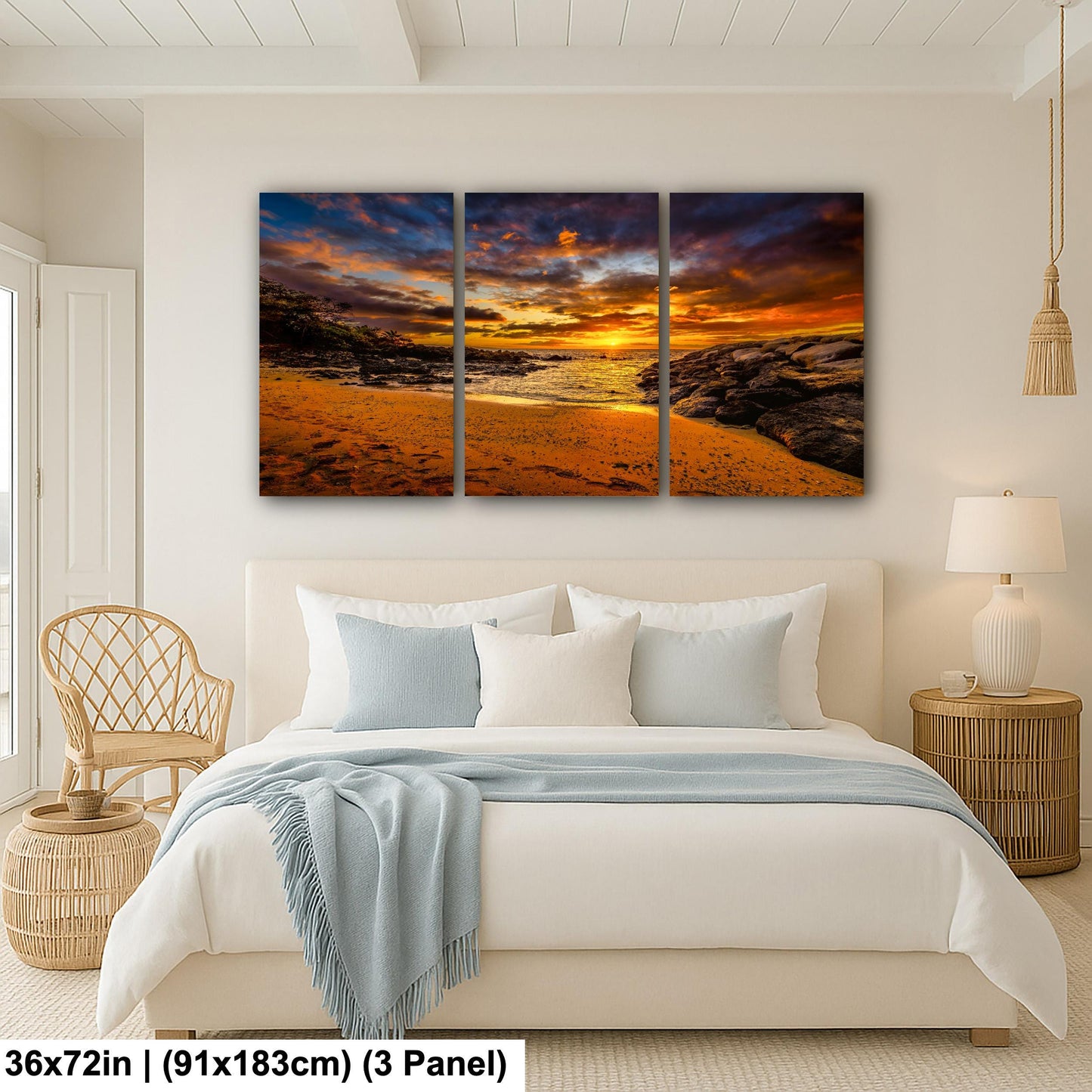 Sunset Wall Art - Maui Beach Print | Tropical Palm Artwork on Ready to Hang Canvas