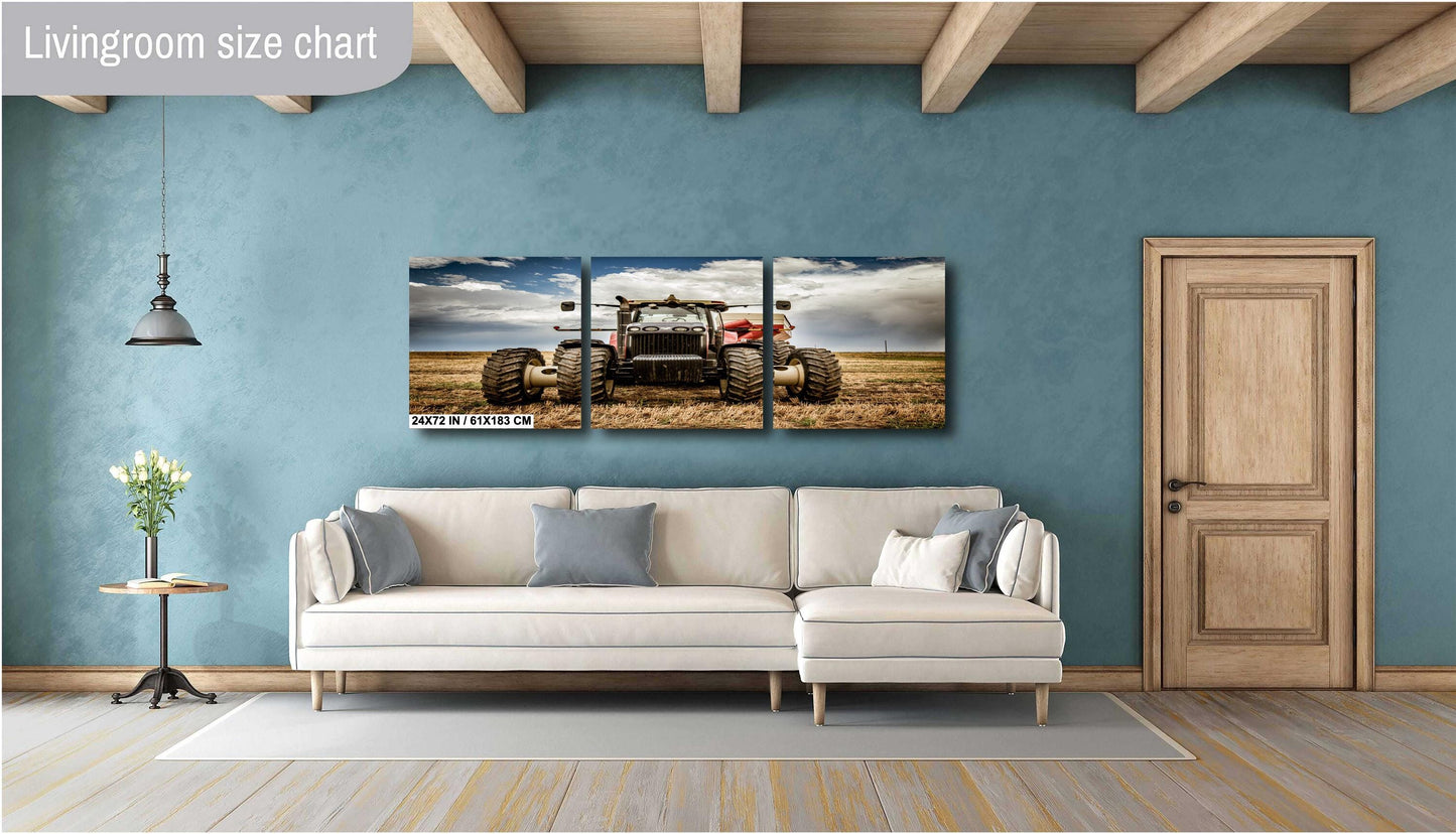 Rustic Tractor Wall Art - Farm Equipment Print | Country Landscape Decor Canvas