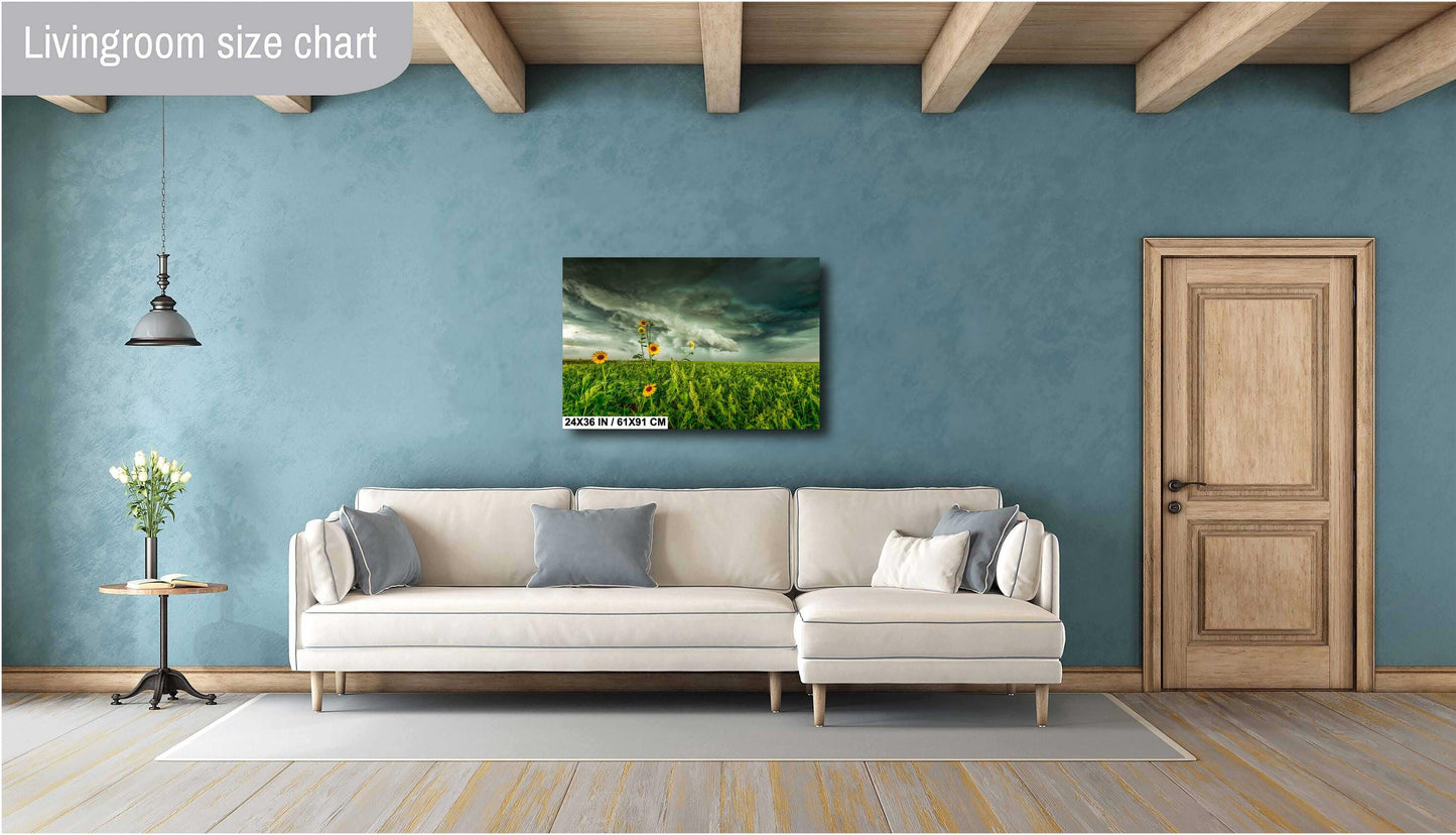 Stormy Sky Wall Art - Moody Landscape Print | Sunflower Wall Decor | Ready to Hang Canvas