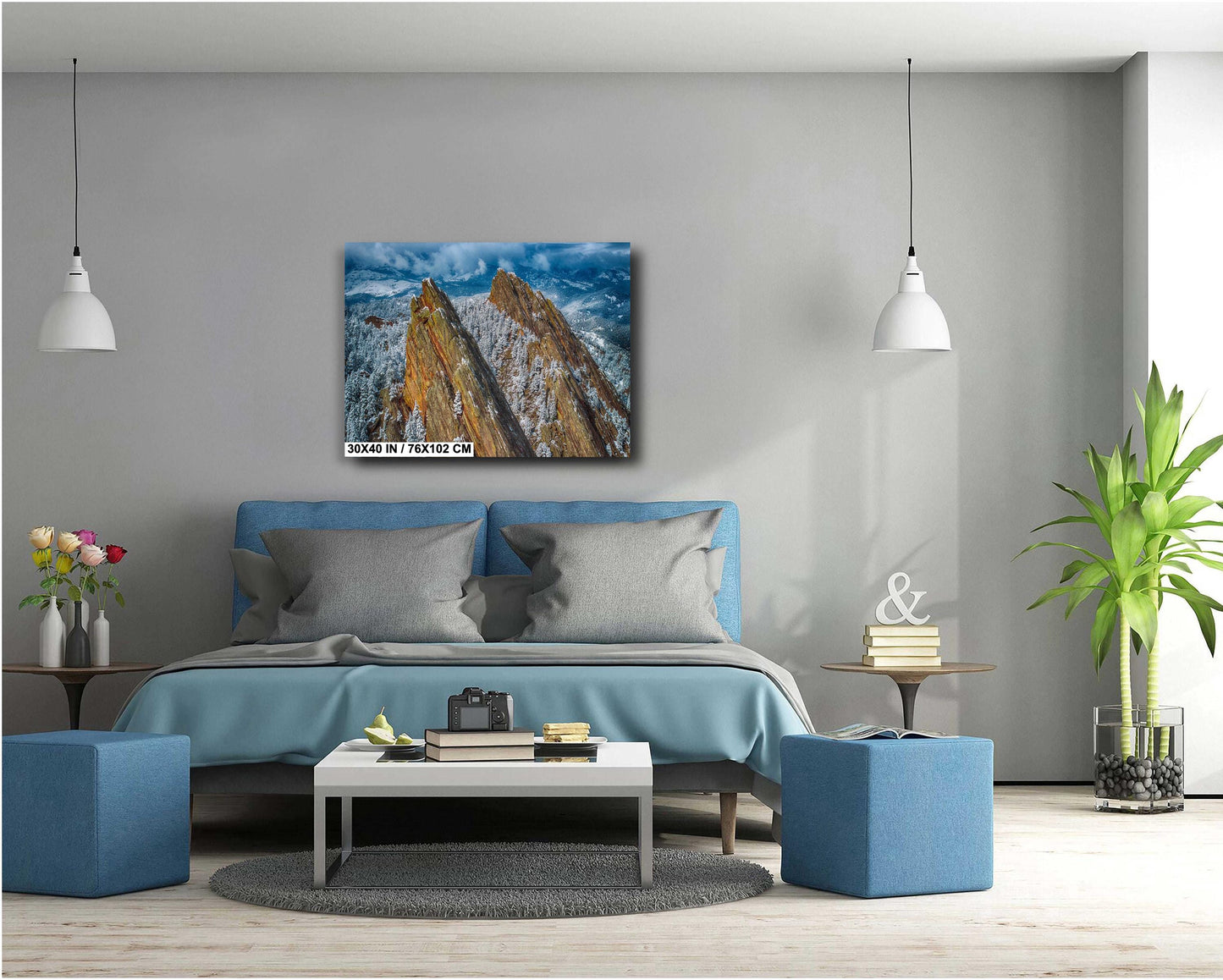 Flatirons Winter Wall Art - Colorado Mountain Decor | Ready to Hang Canvas Print