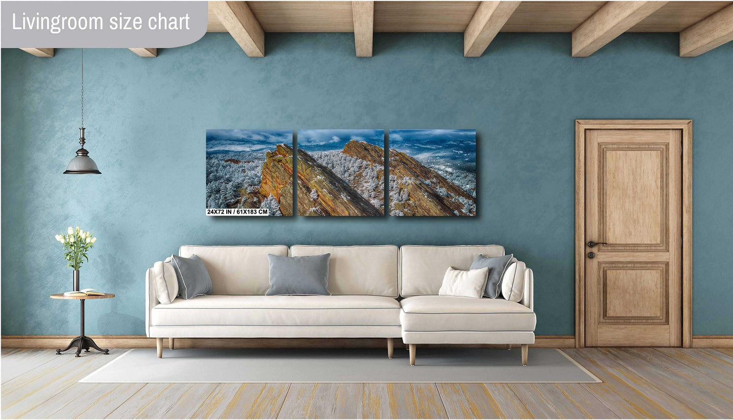 Flatirons Winter Wall Art - Colorado Mountain Decor | Ready to Hang Canvas Print