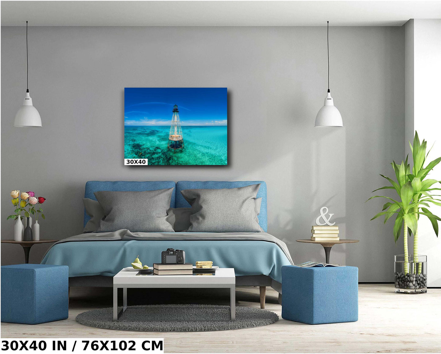 Alligator Reef Lighthouse Wall Art - Coastal Canvas Print | Nautical Home Decor