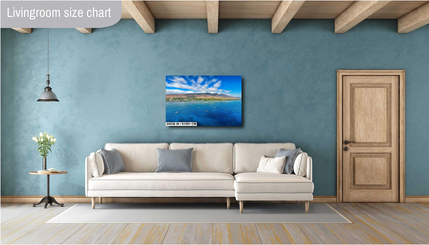 Maui Wall Art Lahaina Harbor Pre Fire Photo Canvas Print Hawaii Metal Wall Decor