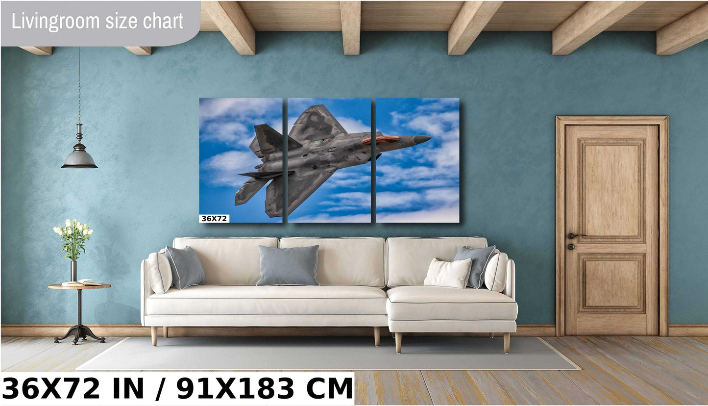 F22 Raptor Wall Art – Military Aircraft Decor | Stealth Jet Canvas Print