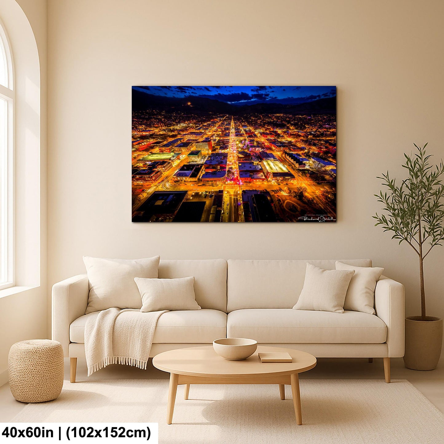 Boulder Night Aerial Photo, Downtown Pearl Street (Canvas or Metal)