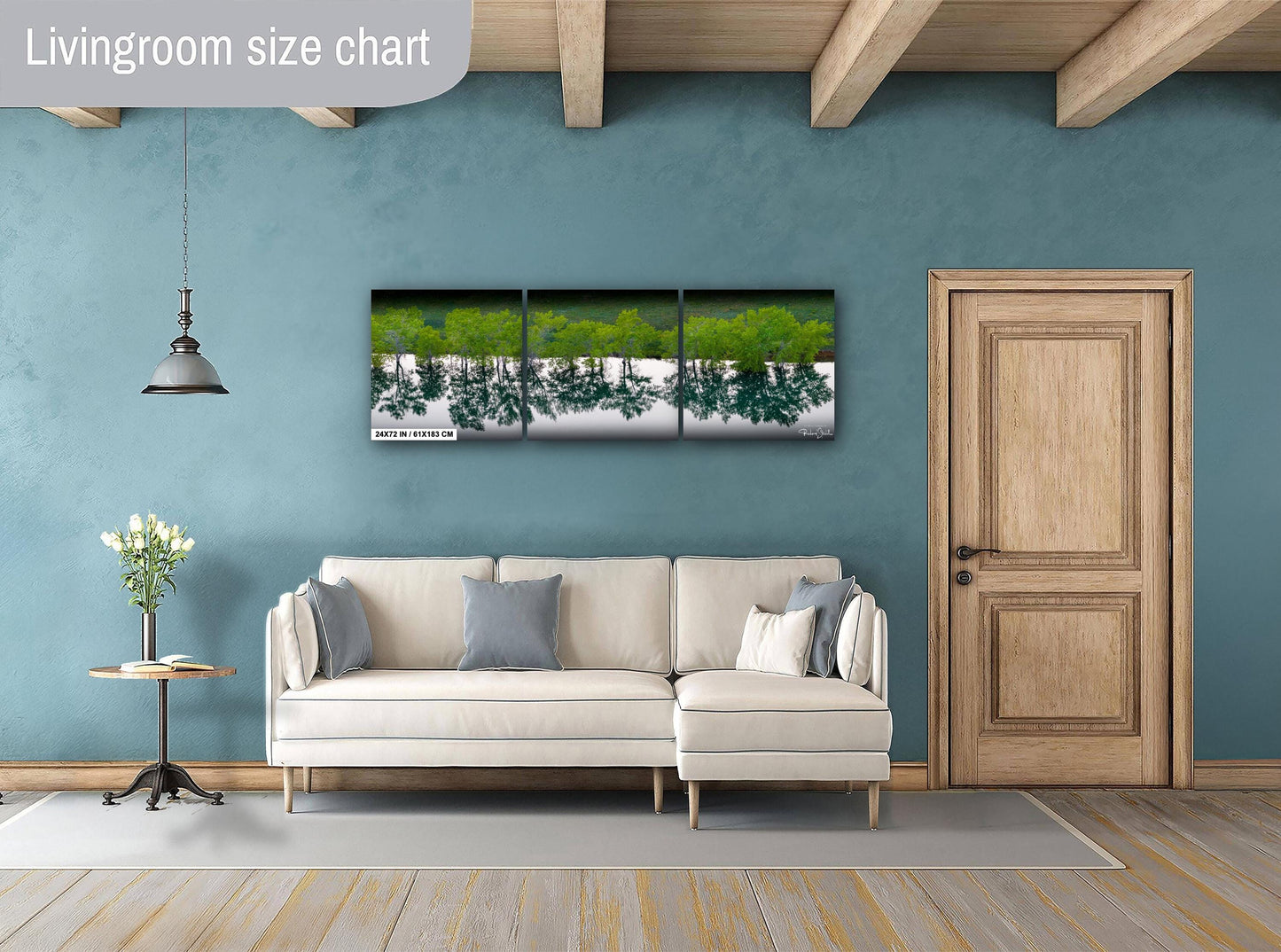 Lake Photo Wall Art – Serene Trees Lake Photograph With Tranquil Water Reflection