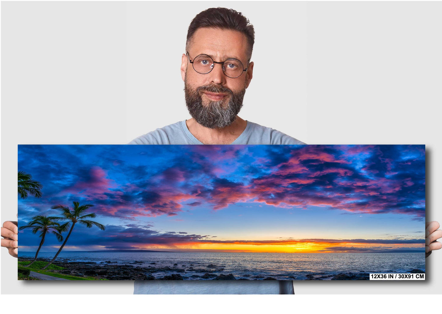 Maui Sunset Photo Print - Hawaii Wall Art | Palm Trees Canvas | Tropical Beach Decor