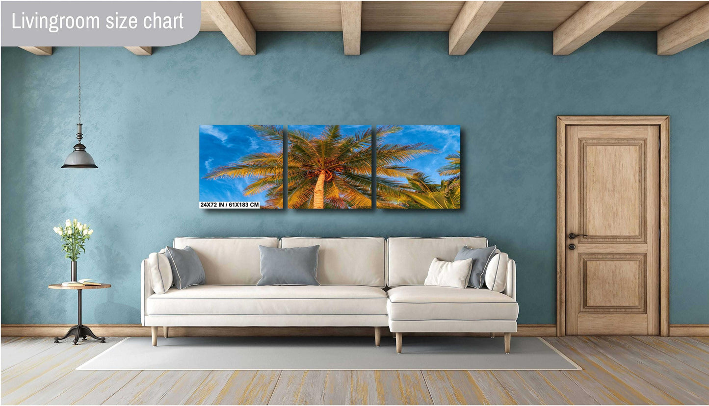 Palm Tree Wall Art - Tropical Canvas Print & Metal Wall Decor for Beach House