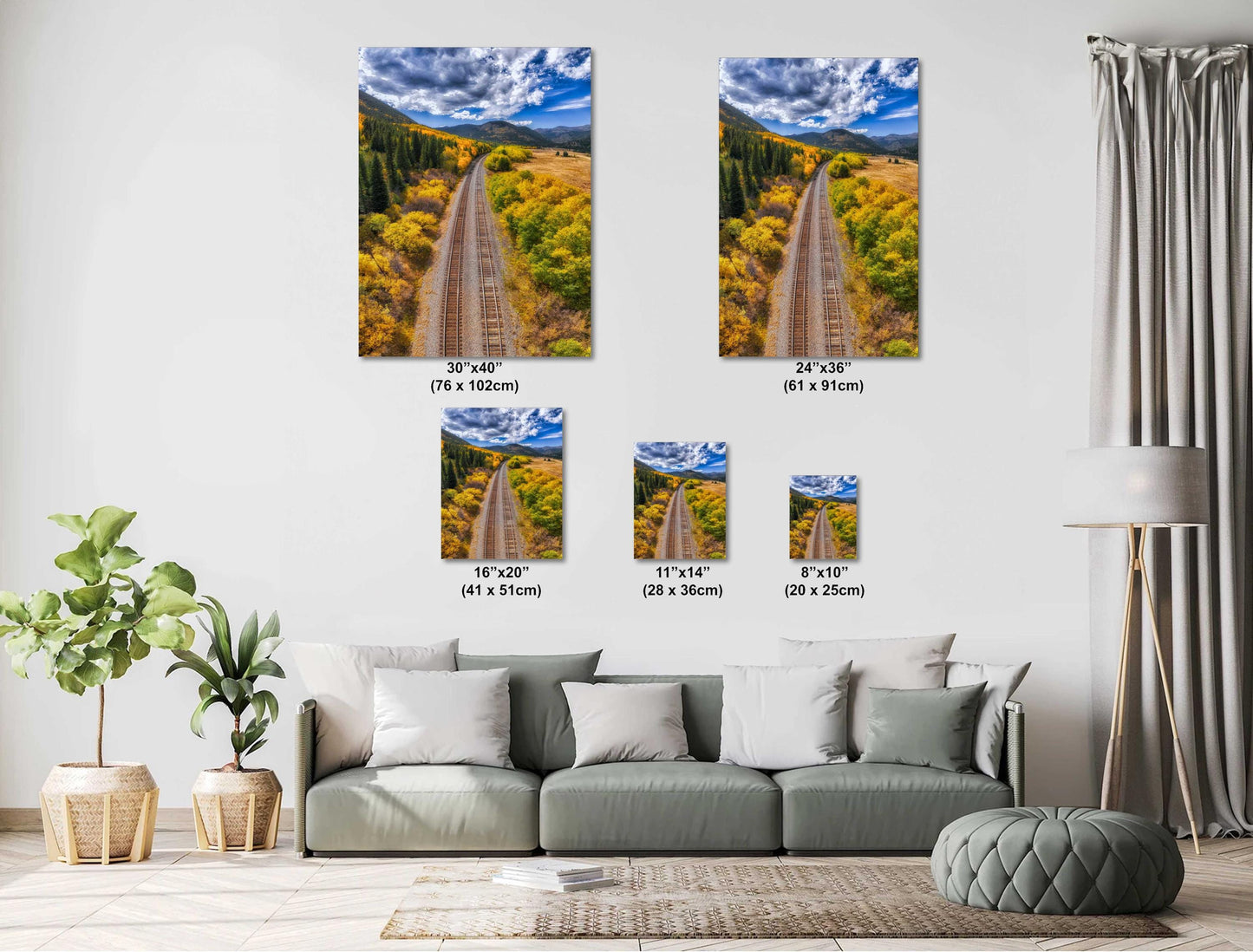 Railroad Wall Decor – Autumn Landscape Art | Rustic Train Canvas & Cozy Fall Vibes Gift