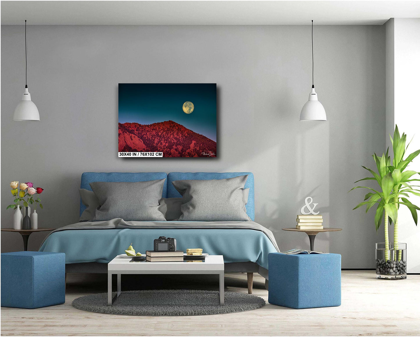 Boulder Flatirons Wall Art – Full Moon Sunrise Print | Colorado Mountain Decor