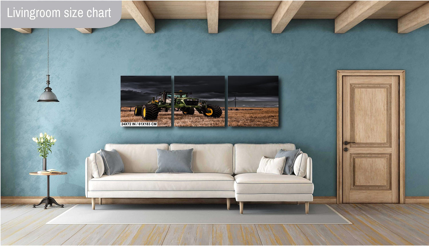 John Deere Tractor Wall Art - Dramatic Farm Landscape Print | Rustic Country Decor
