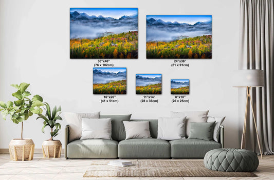 Telluride Colorado Wall Art - Autumn Mountain Decor | Drone Photo Canvas Print
