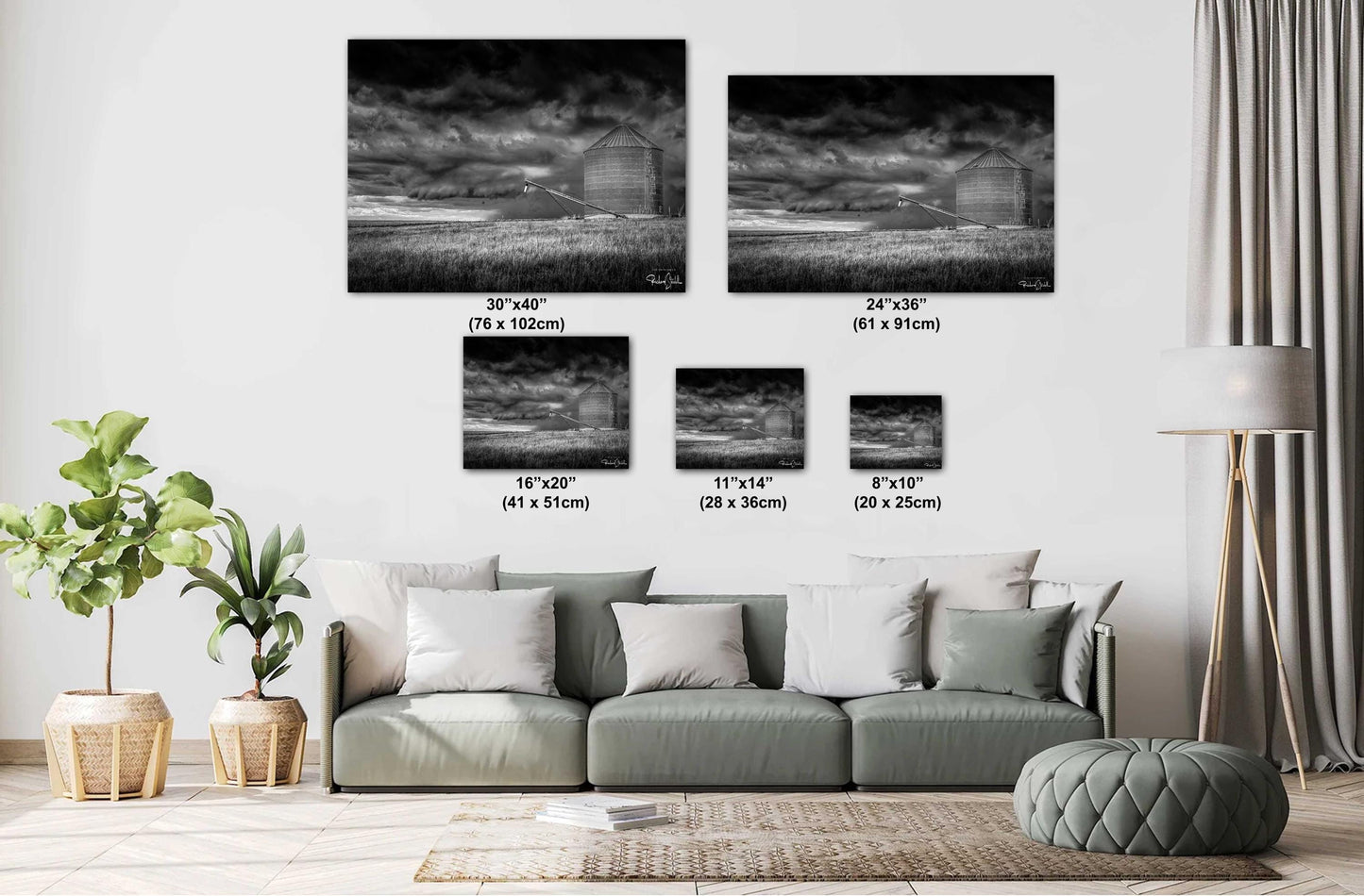 Farm Silo Wall Art – Rustic Country Decor with Dramatic Sky Artwork Print