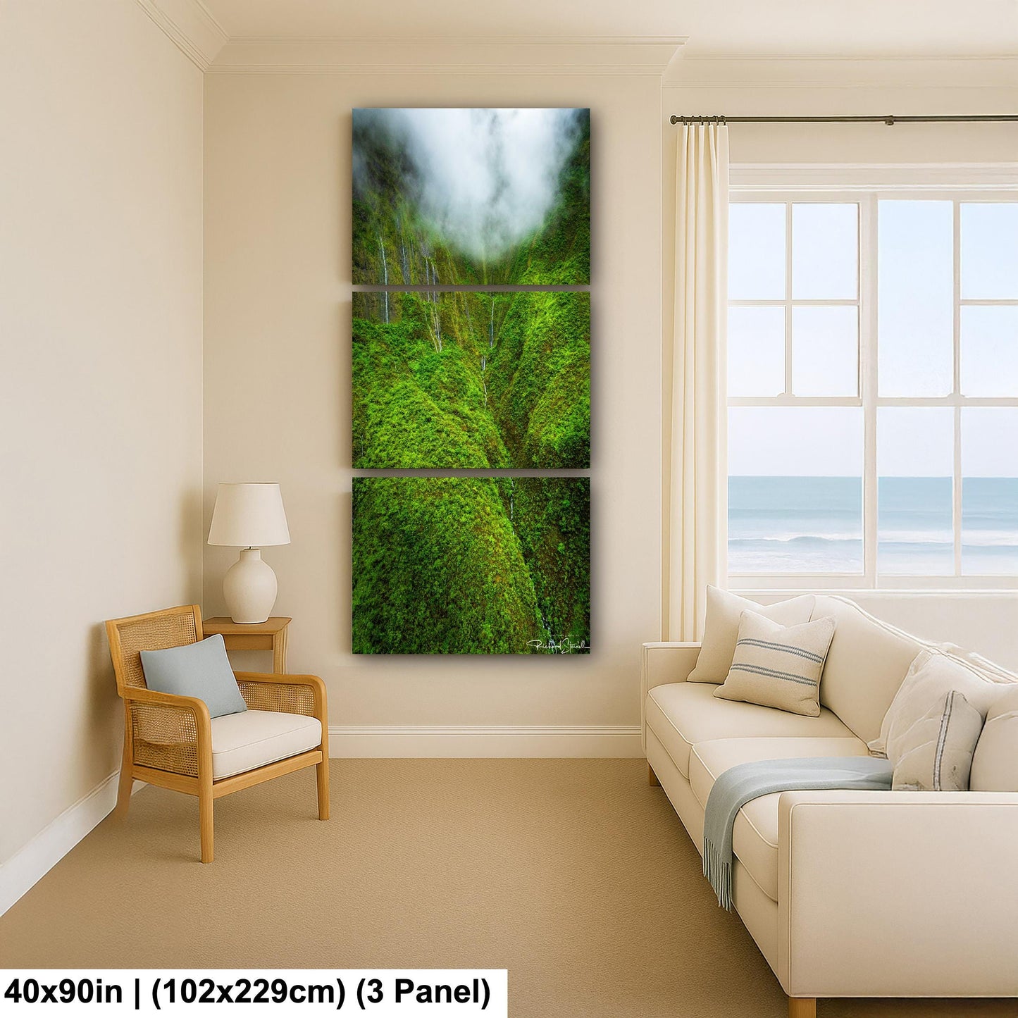 Hawaii Waterfall Wall Art: Tropical Hawaiian Jungle Landscape