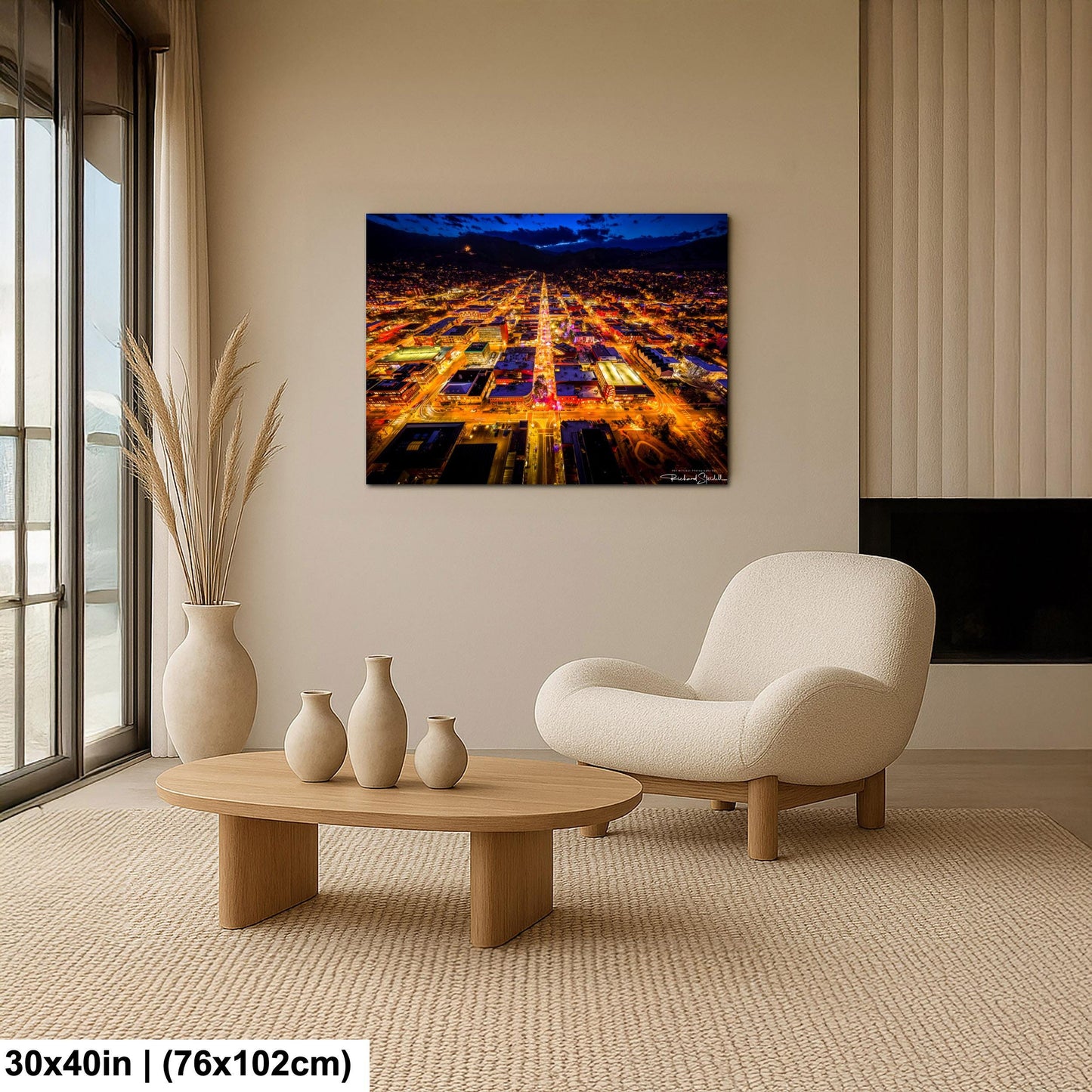 Boulder Night Aerial Photo, Downtown Pearl Street (Canvas or Metal)