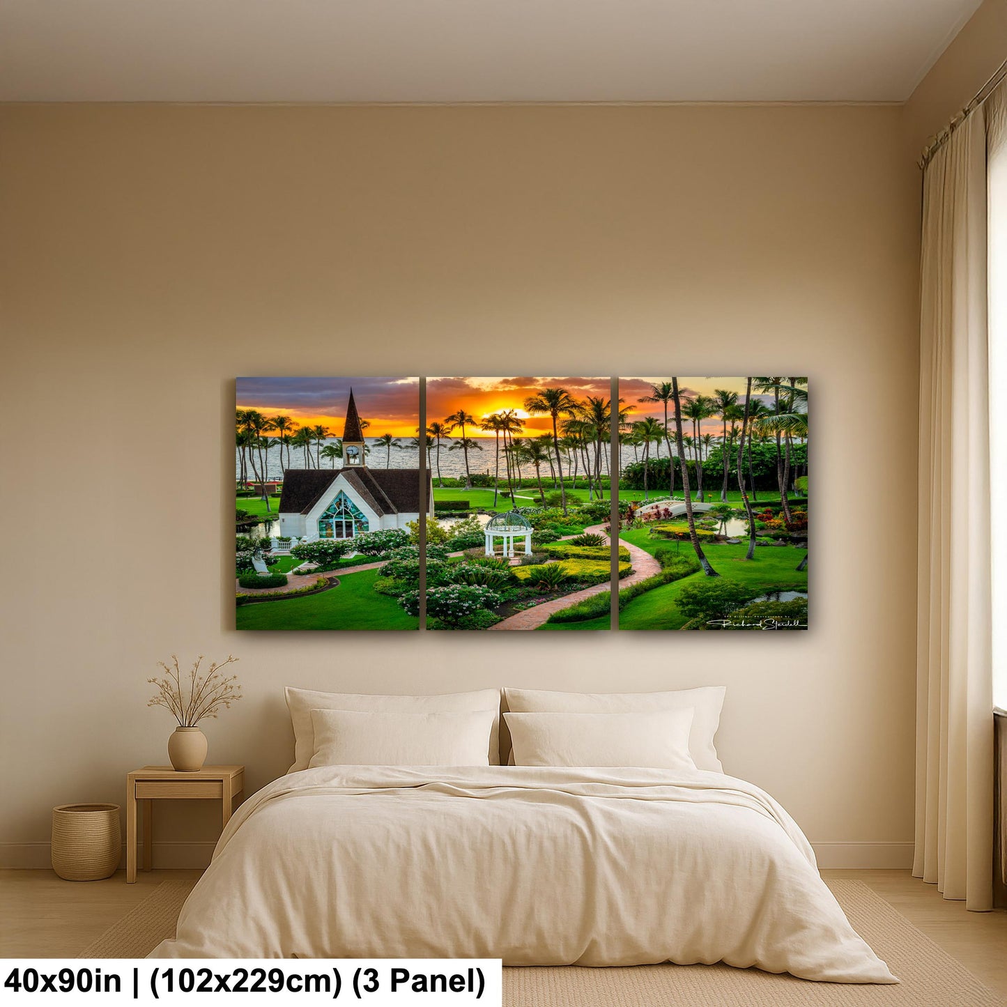 Wailea Chapel Maui Print - Tropical Sunset Art | Ready to Hang Canvas