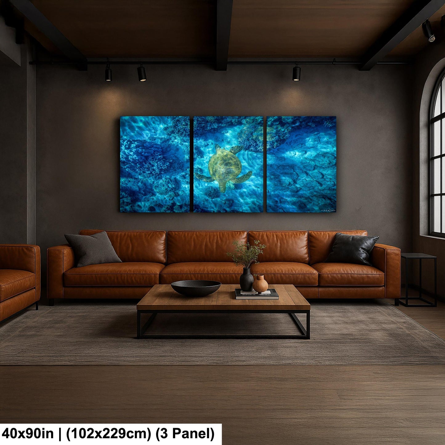 Green Sea Turtle Wall Art – Maui Ocean View | Tropical Coastal Decor Canvas