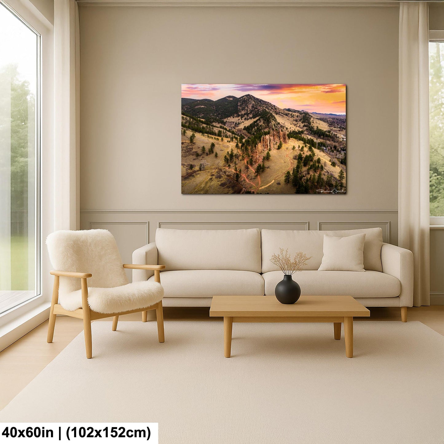 Boulder Sunrise Canvas - Mountain Wall Art | Ready to Hang Vivid Color Print