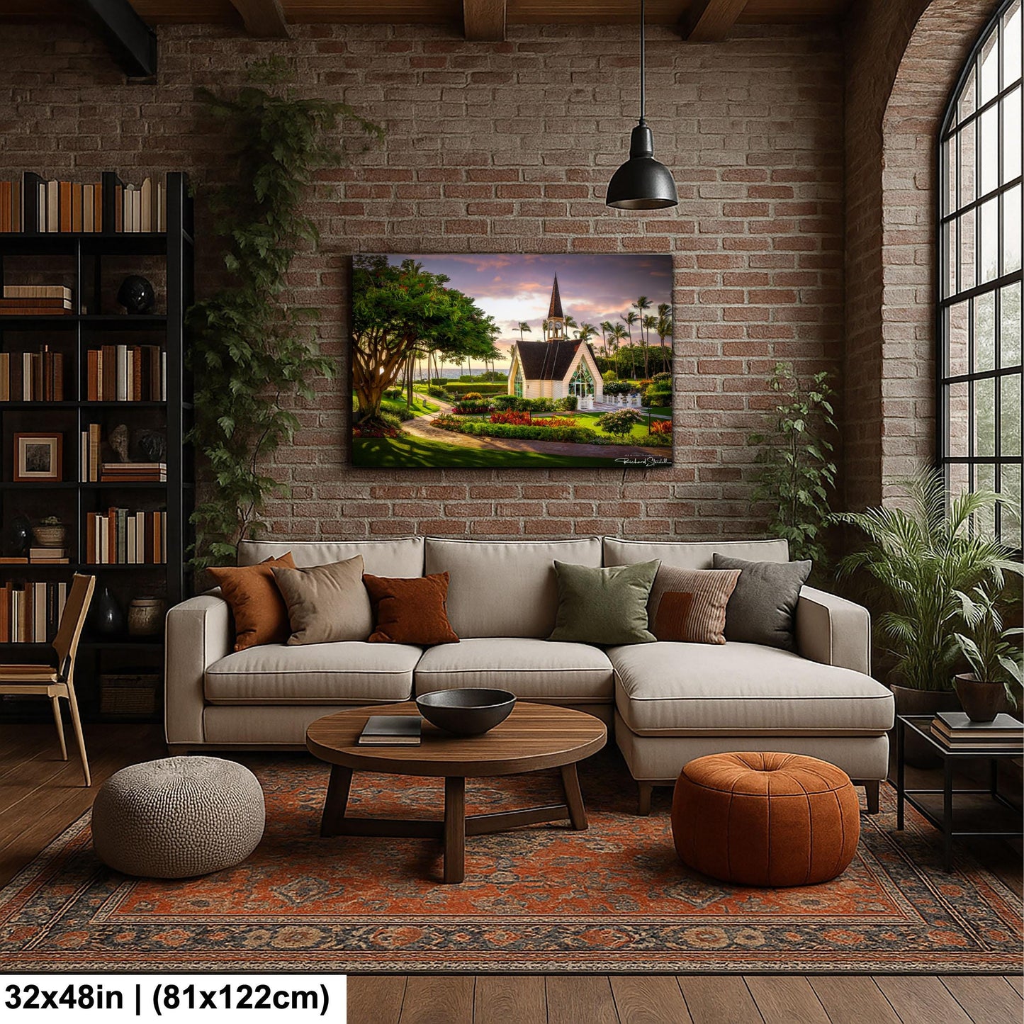 Wailea Chapel Maui Print, Tropical Sunset (Ready to Hang or Paper)