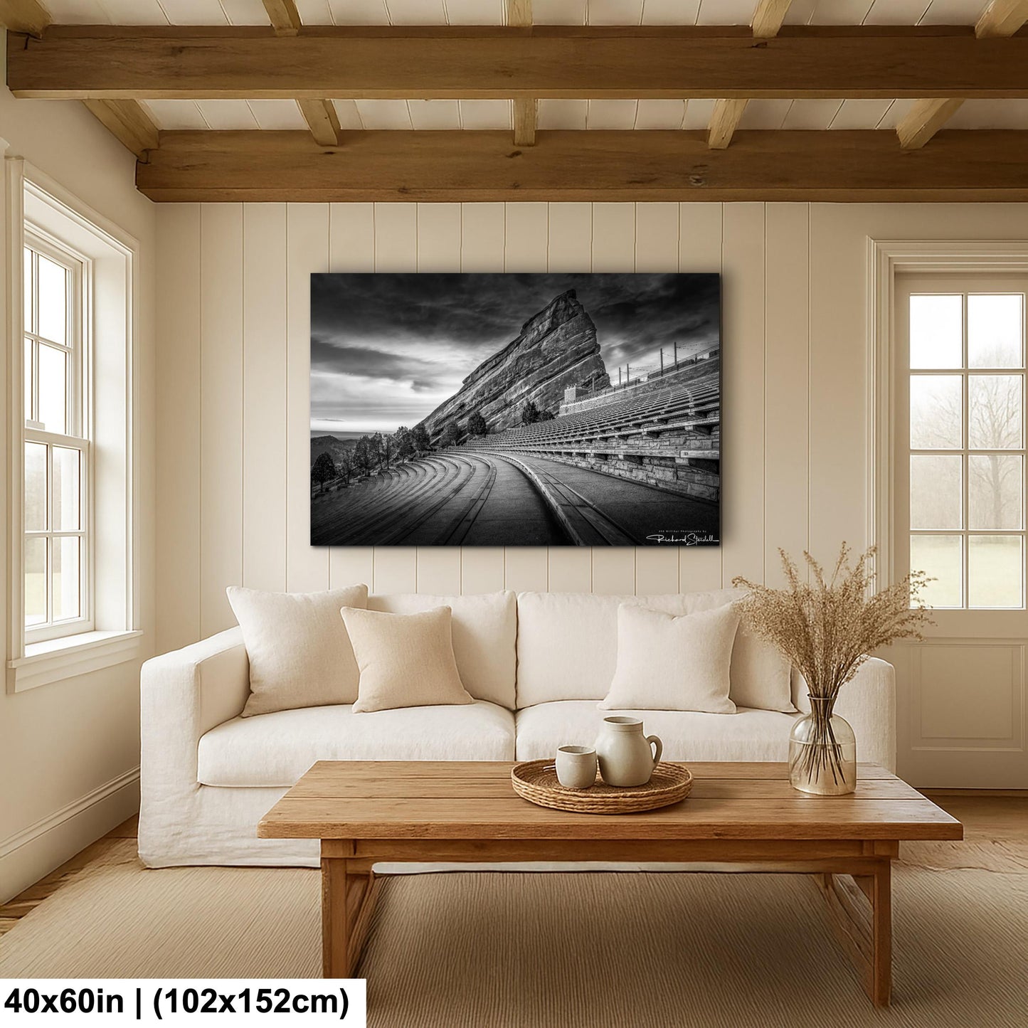 Red Rocks Wall Art - Black and White Scenic Landscape Print on Premium Photo Paper