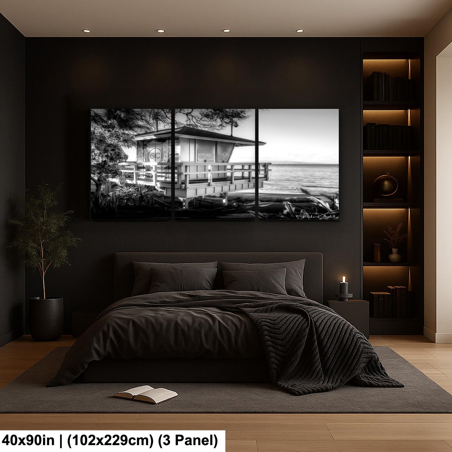 Maui Lifeguard Photo Print, Coastal Wall Art (Black & White)