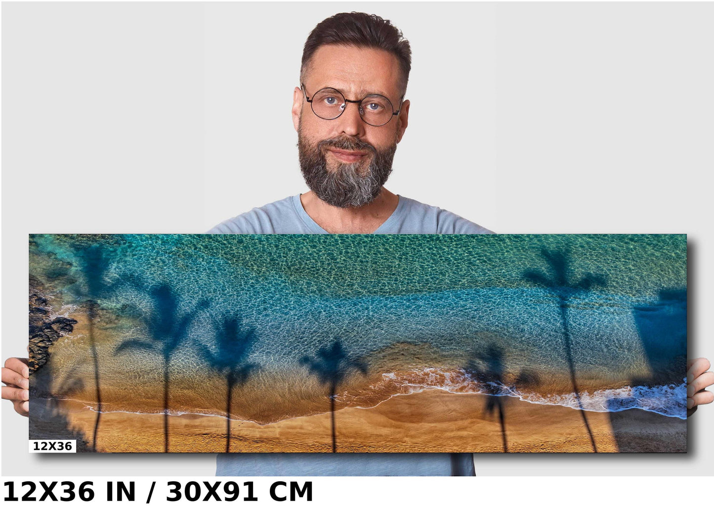 Maui Wall Art - Tropical Palm Tree Shadows Beach Photography Print | Coastal Decor