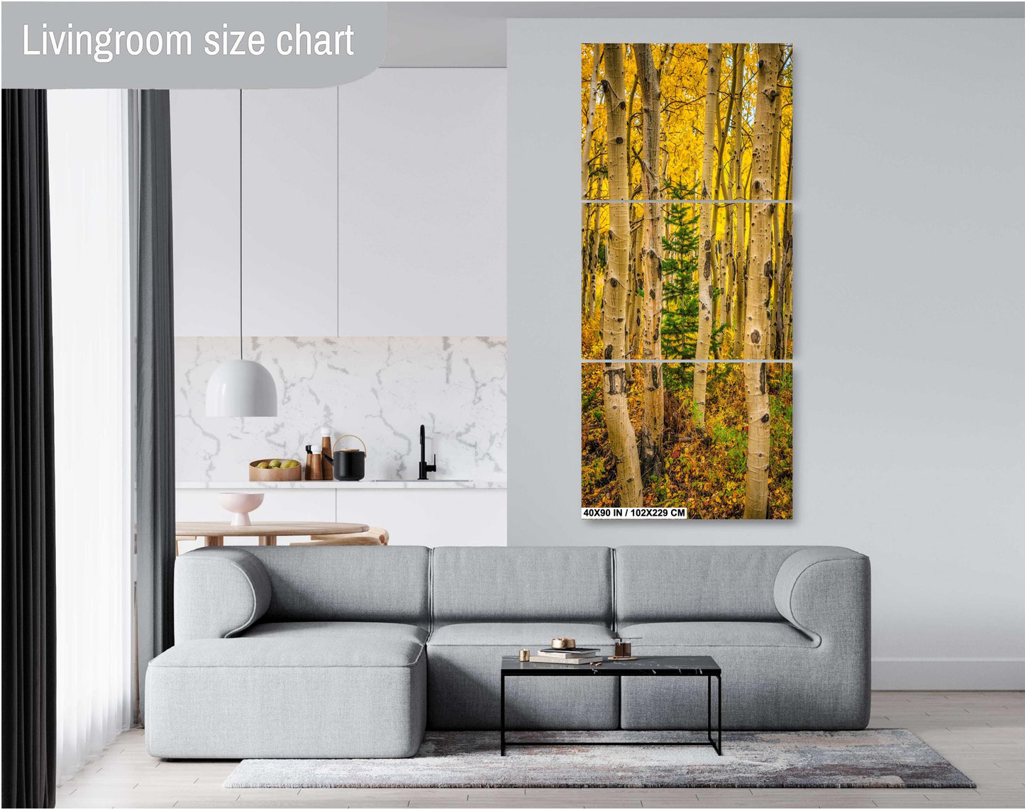 Colorado Aspen Wall Art – Large Autumn Tree Decor with Golden Leaves & Mountain Landscape Print