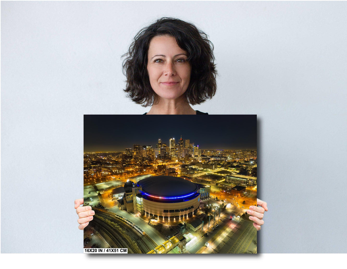 Denver Skyline Photo - Vibrant Cityscape Wall Art | Ball Arena Night Print