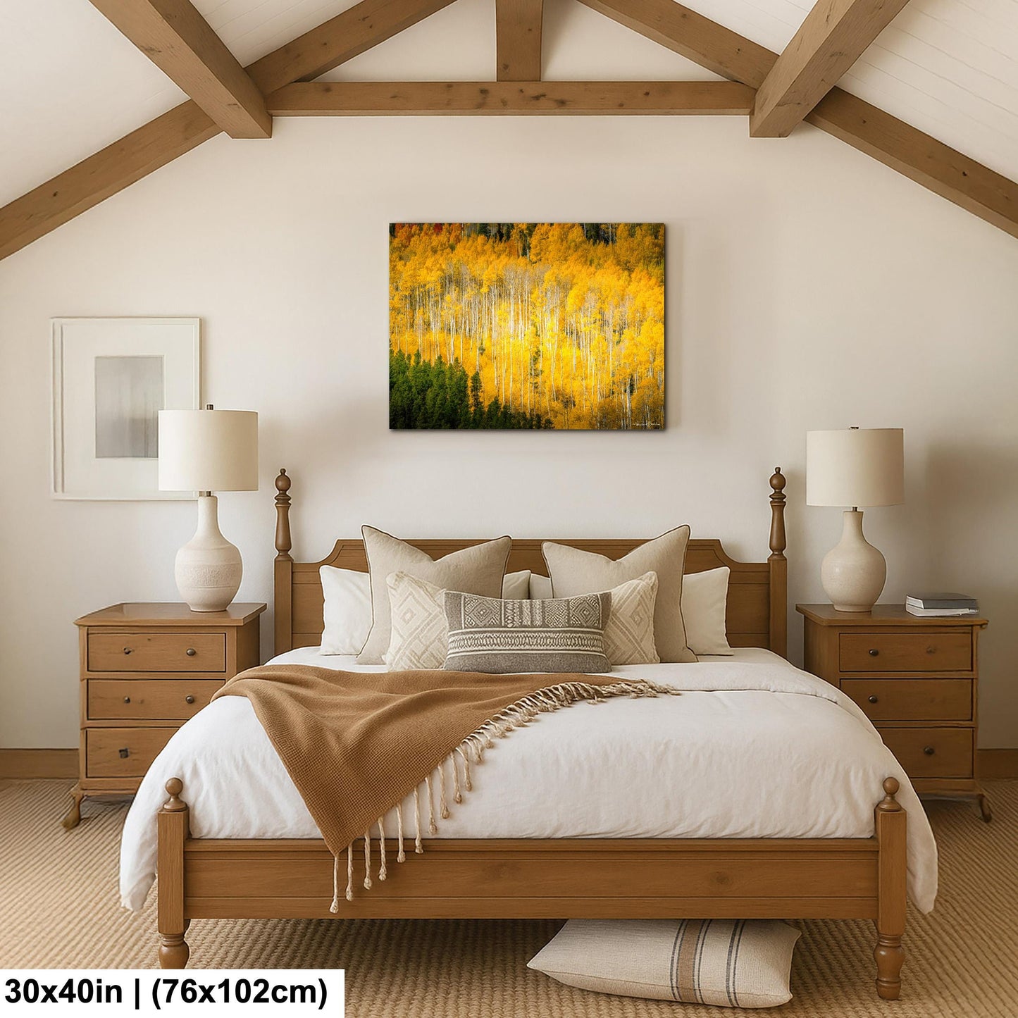 Colorado Aspen Tree Print - Rustic Autumn Mountain Wall Art with Yellow Aspen Leaves