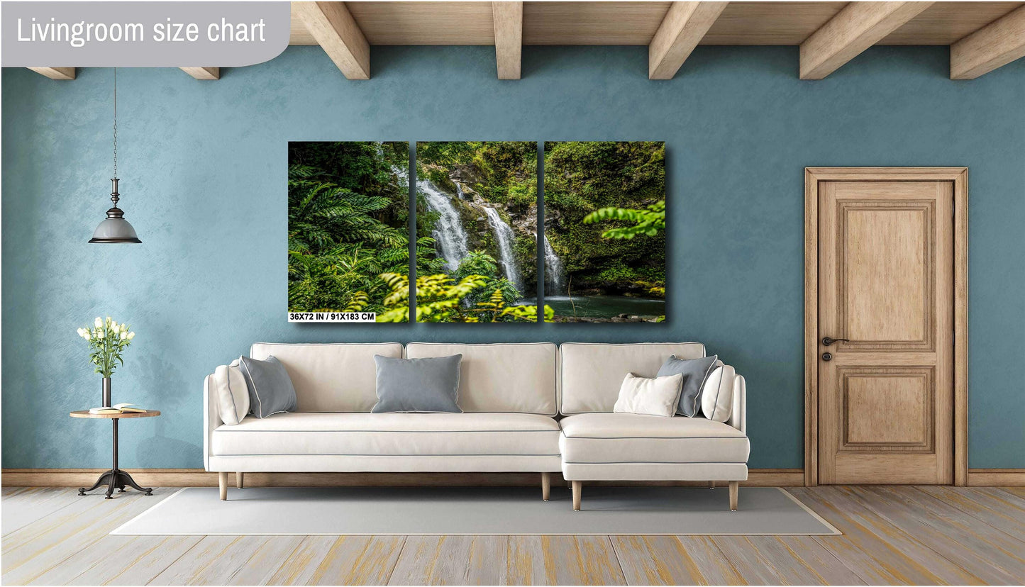 Maui Waterfall Wall Art – Hawaiian Tropical Print | Ready To Hang Canvas, Acrylic